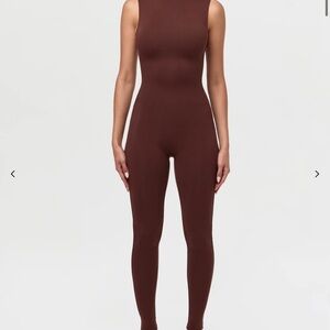 Naked Wardrobe Brown Sleeveless Jumpsuit
